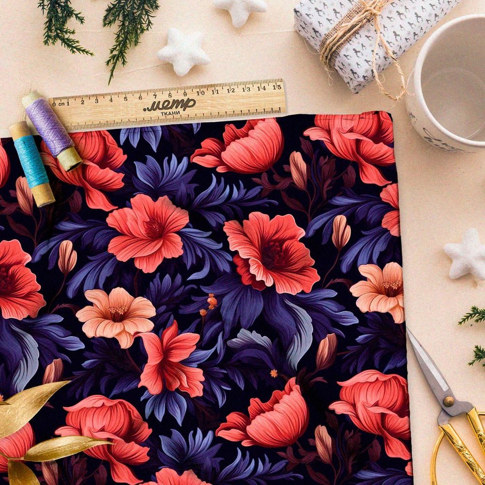 Ткань премиум бифлекс живописные мотивы