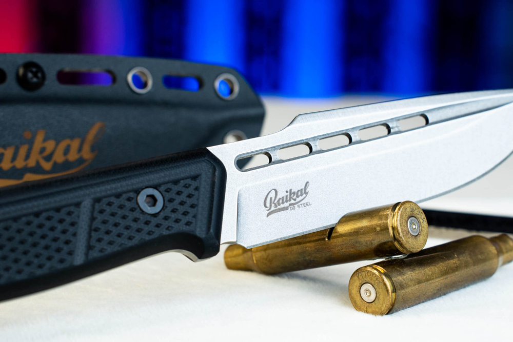 Нож Kizlyar Supreme BAIKAL D2 SW G10-BH KS (Stonewash, G10 Black Handle, Kydex Sheath)