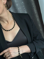 Серьги с черным агатом, фурнитура золото