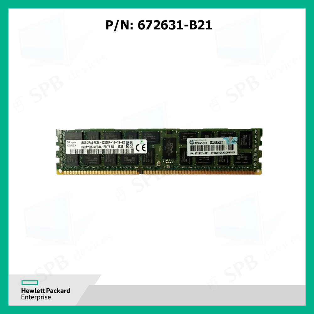 Модуль памяти HP 16GB DDR3 PC3-12800R 672612-081 ( 672631-B21, 684031-001 ) oem
