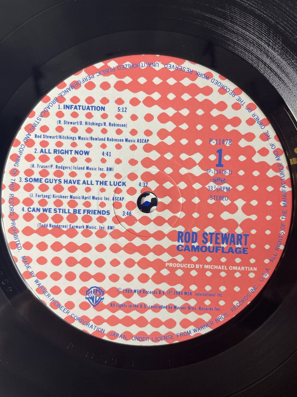 Винтажная виниловая пластинка LP Rod Stewart Camouflage (Japan 1984) (Obi) All Right Now