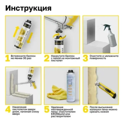 Клей пена KRONbuild всесезонная 850 мл