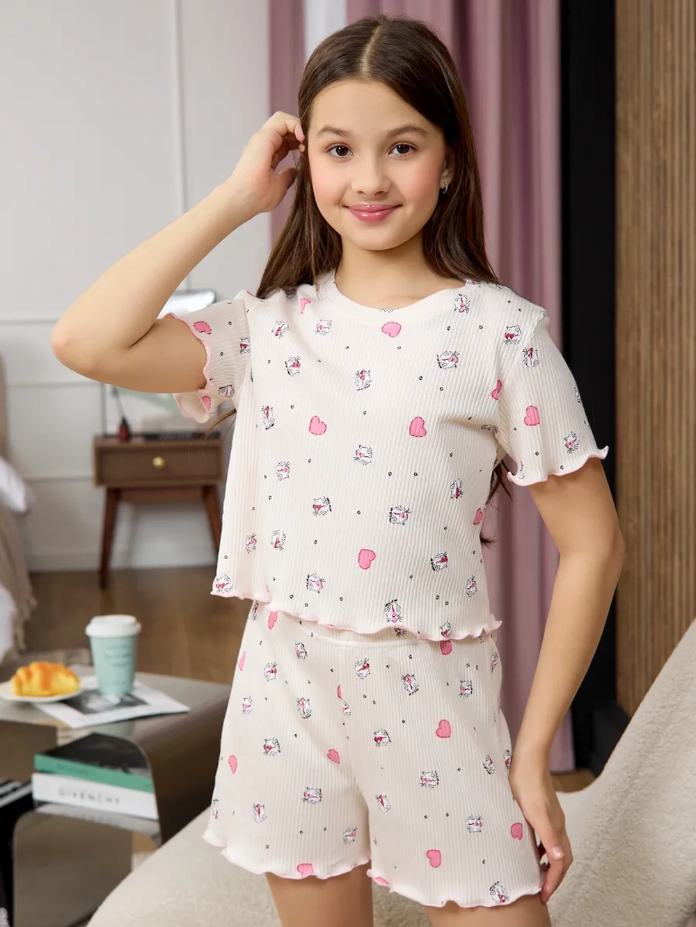 Пижама домашняя с шортами лапша