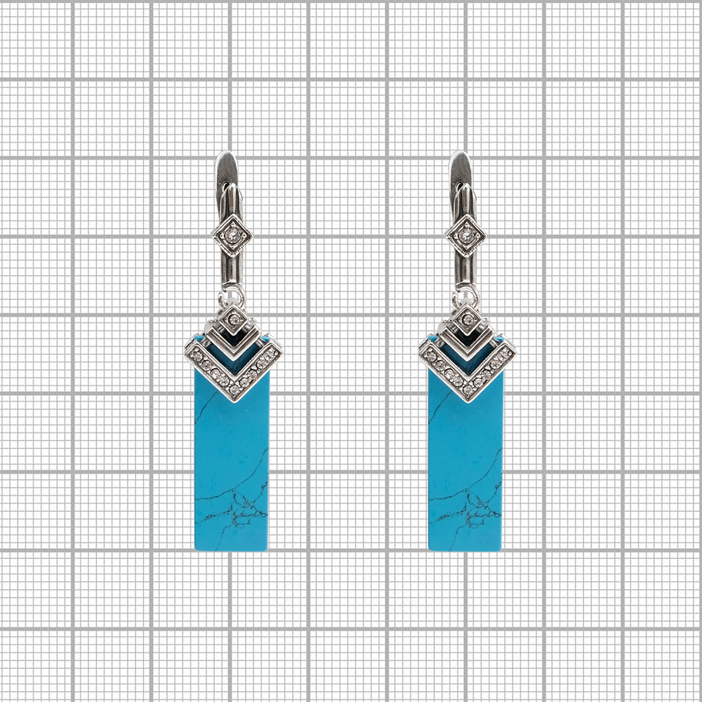 "Равенство" серьги в серебряном покрытии из коллекции "Самоцветы" от Jenavi с английским замком