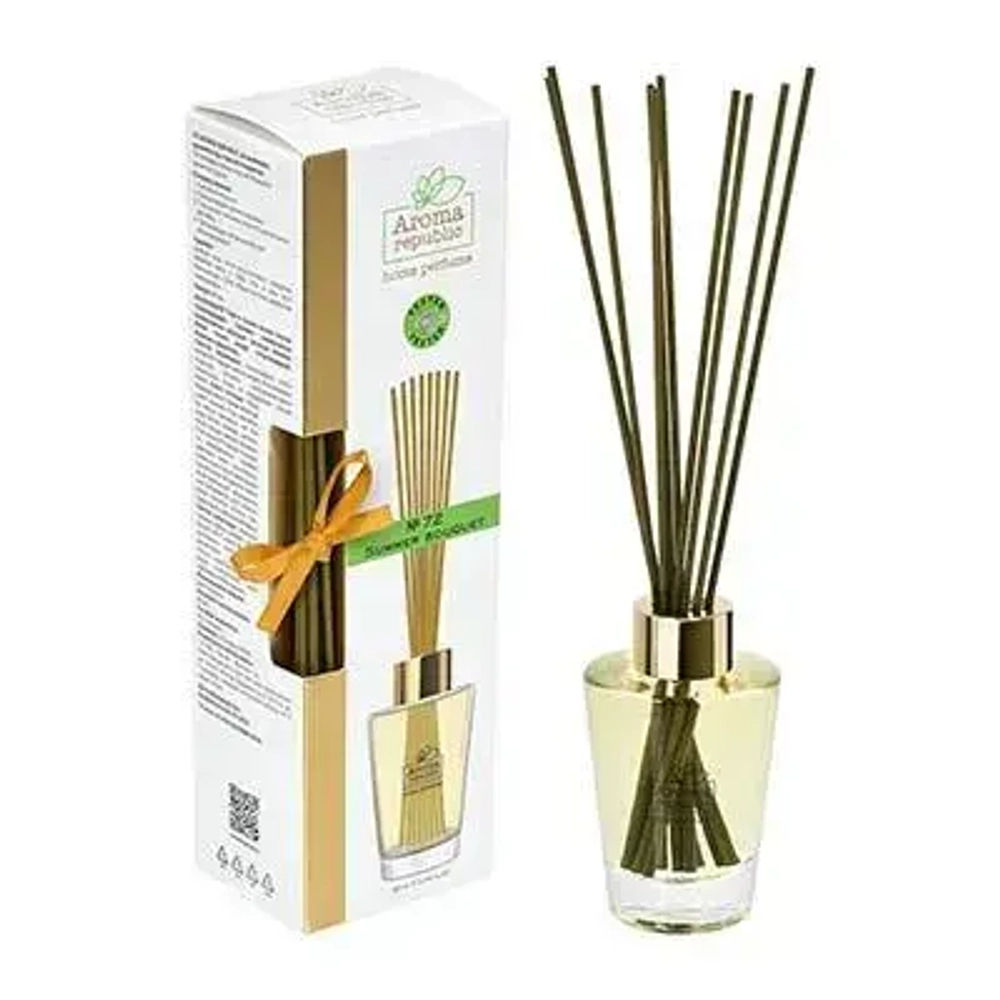 AROMA REPUBLIC Ароматический диффузор в стеклянном флаконе 90 мл,»№72 Summer bouquet» /6