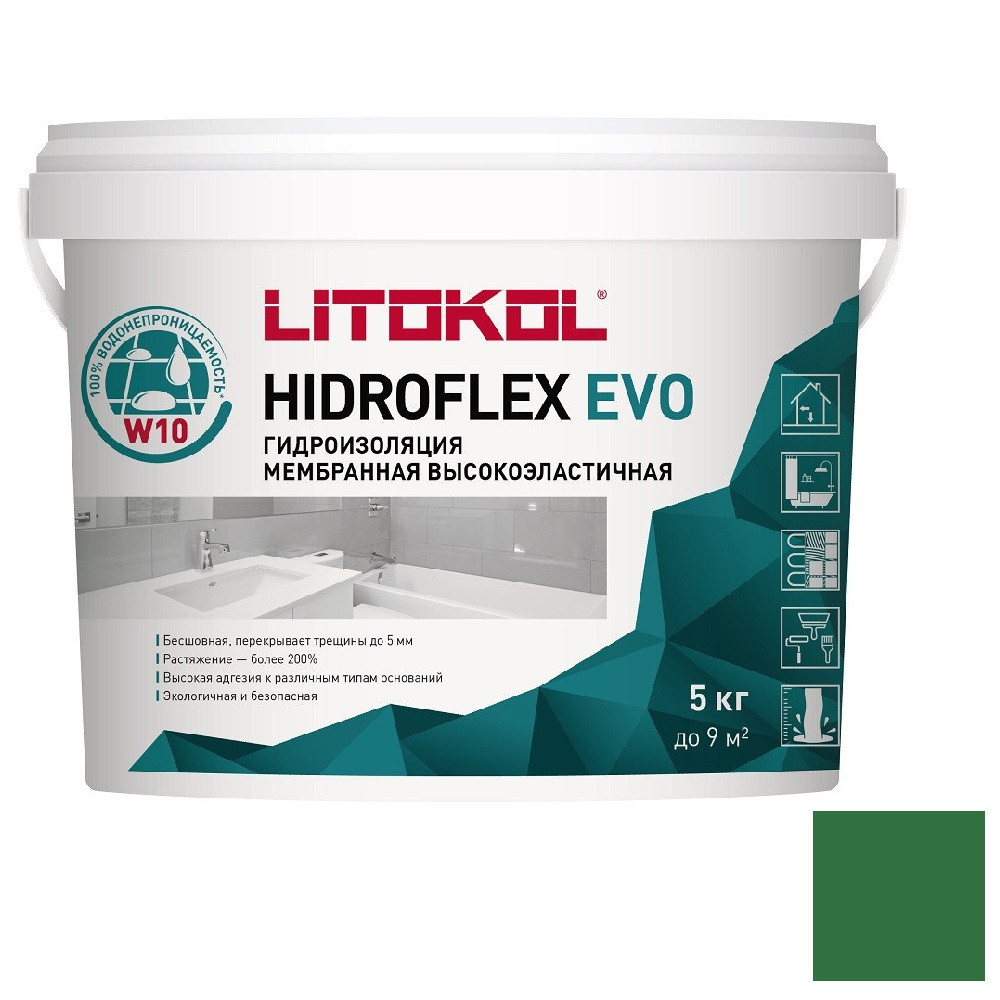 Смесь гидроизоляционная Litokol Hidroflex зеленая 5 кг