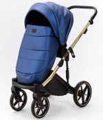 Детская коляска Adamex Lumi Air SE Deluxe 3 в 1 L-SM503 (СИН.ПЕРЛ.КОЖА+ЗОЛОТО РАМА)