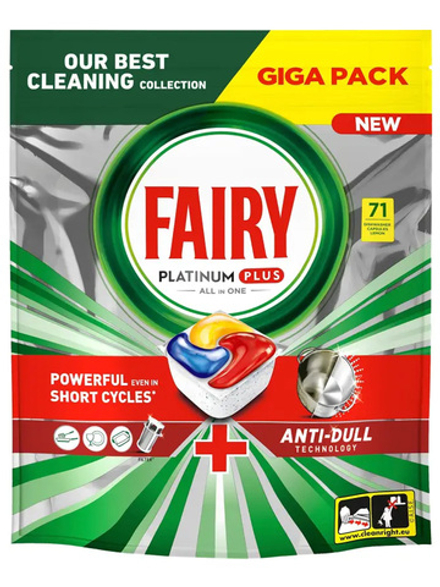 Таблетки для посудомоечной машины Fairy 71 шт Platinum PLUS ANTI-DULL
