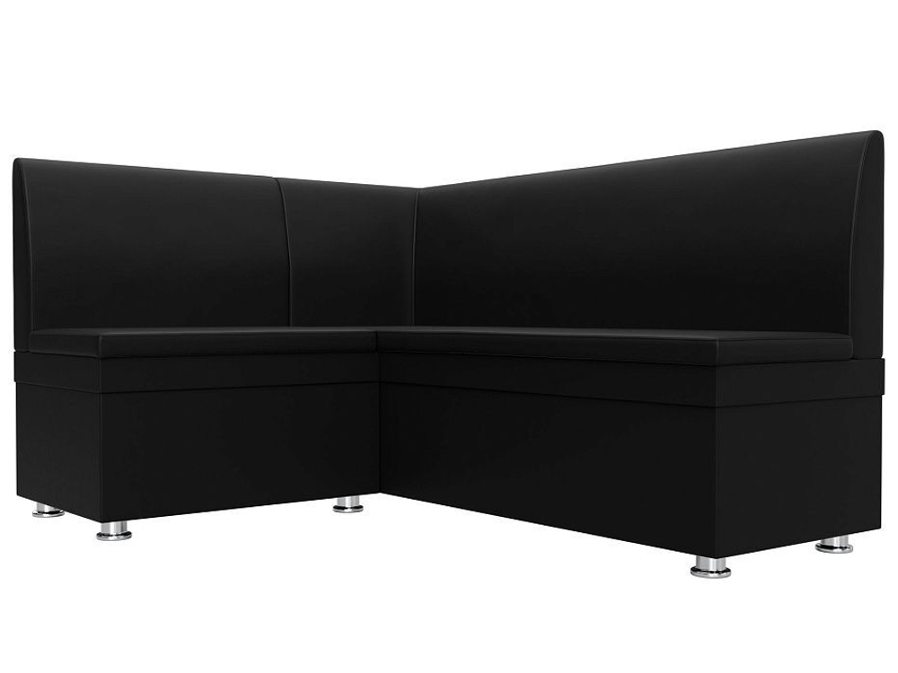 Диван кухонный угловой Уют левый угол, Черный, Экокожа, 28387L