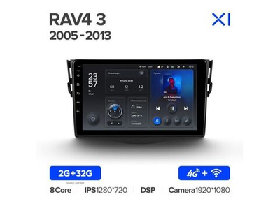 Магнитола Teyes X1 2-32 Wi-Fi + 4G Toyota RAV4 3 XA30 2005 — 2013 9.0"