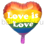 Фольгированная фигура, сердце, Сердце LOVE IS LOVE,18"/45СМ
