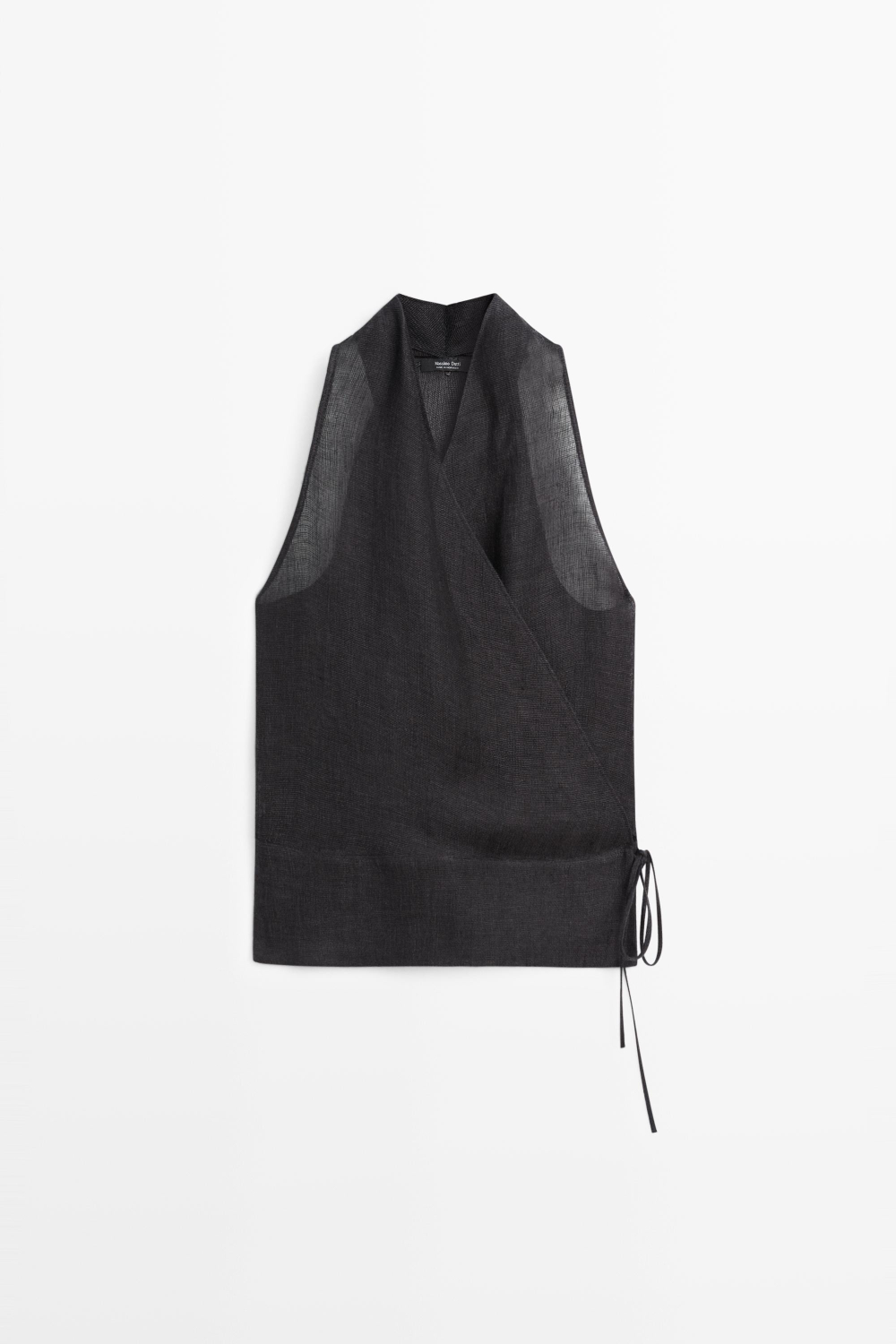 Massimo Dutti Топ на запах из 100% льна, синий