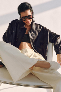 ZARA КОЖАНЫЕ БАЛЕТКИ С БАНТОМ, ЭКРЮ