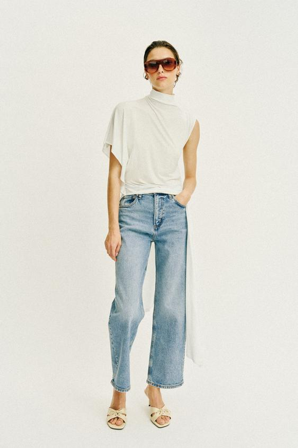 ZARA ДЖИНСЫ Z1975 STRAIGHT С ВЫСОКОЙ ПОСАДКОЙ, ВЫЦВЕТШИЙ СИНИЙ