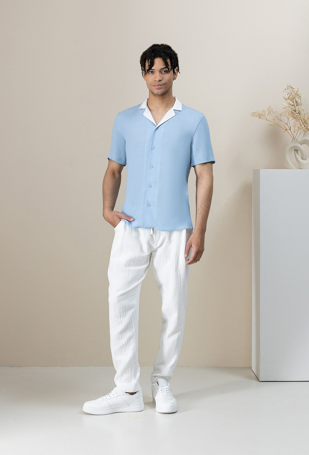 Рубашка с коротким рукавом голубая 02-01-23 SS men