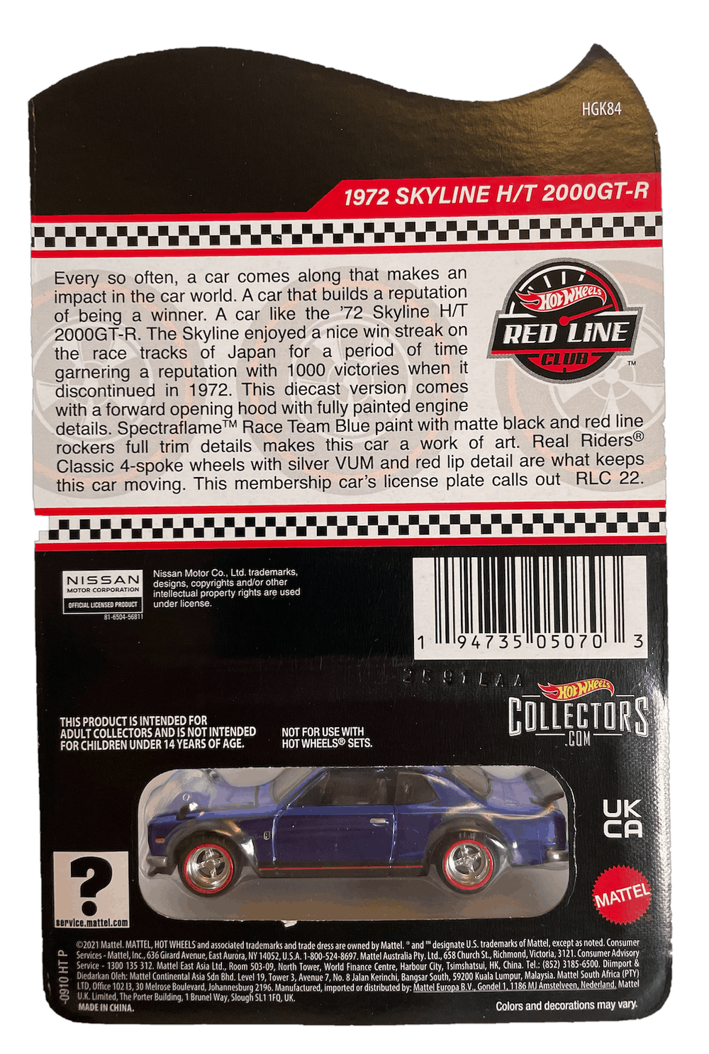 Hot Wheels RLC 1972 Nissan Skyline H/T 2000GT-R (2022)