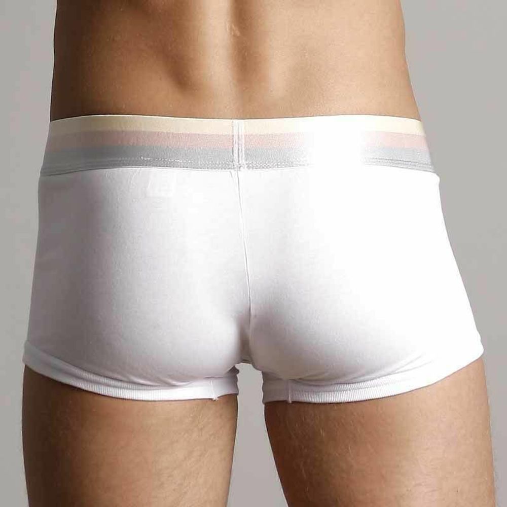 Мужские трусы боксеры белые с разноцветной резинкой Calvin Klein Steel Multicolor Boxer White