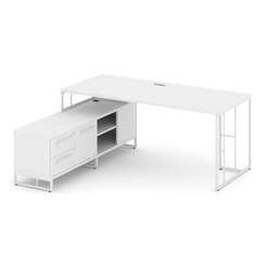 Rift Direct Стол руководителя на опорной тумбой RF.SRT-24 (L) Белый Бриллиант/Металл Белый/Белый Руч