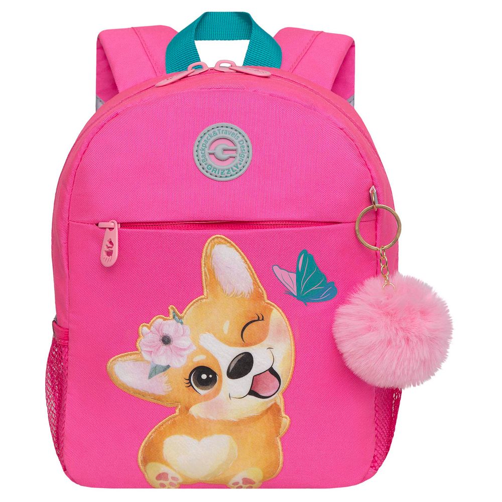 Рюкзак детский Grizzly, 22*28*10см, 1 отделение, 3 кармана, укрепленная спинка, розовый