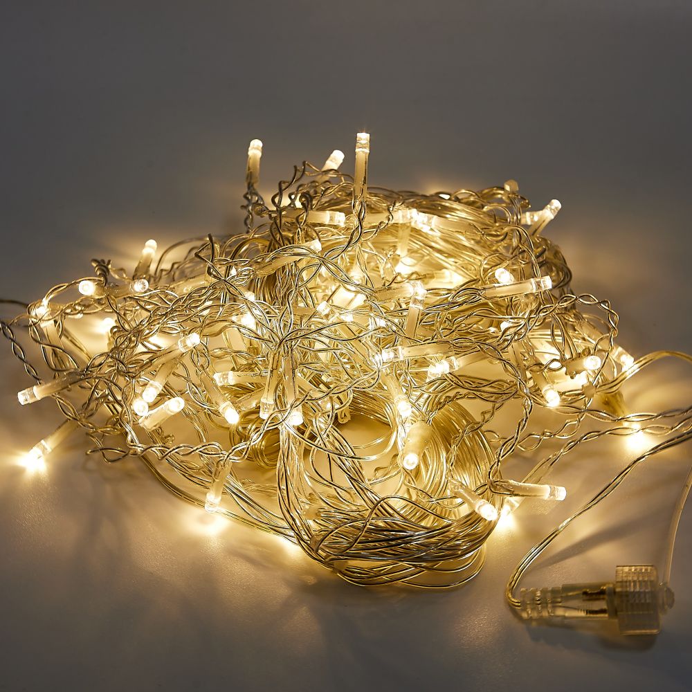 ULD-B50006-880-TTK WARM WHITE IP44 Бахрома светодиодная с эффектом мерцания. 50м. Соединяемая. 880 светодиодов. Теплый белый свет. Провод прозрачный. ТМ Uniel