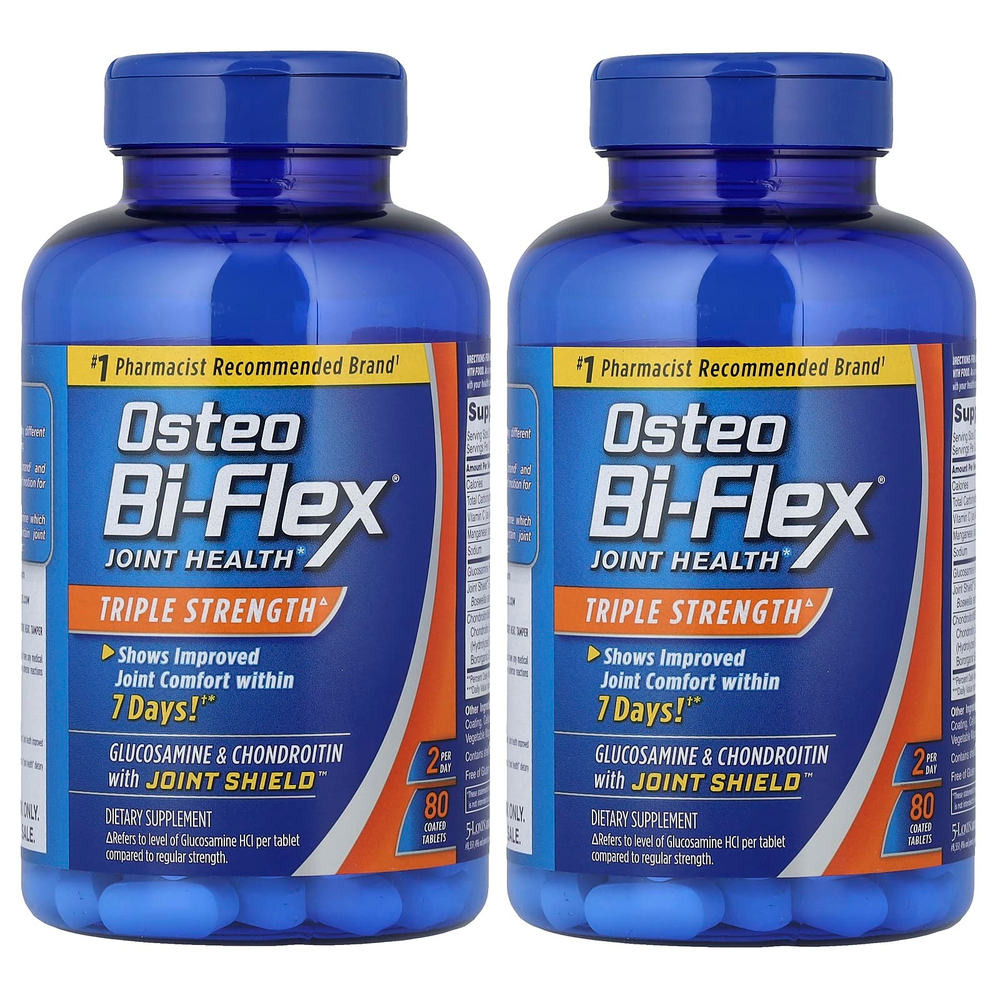 Osteo Bi-Flex, Здоровье суставов, тройная сила, 2 пакетика, 80 таблеток, покрытых оболочкой
