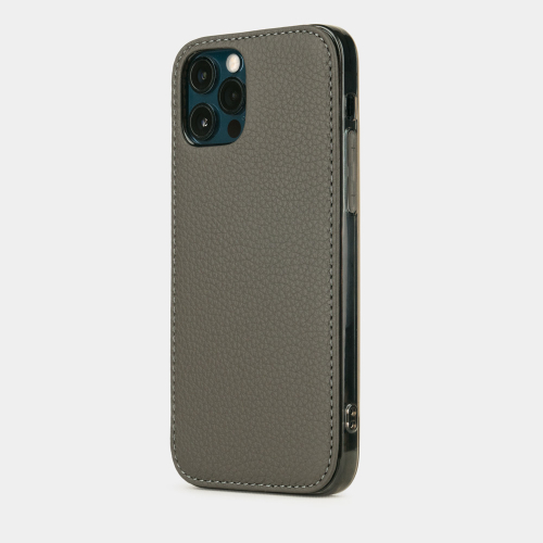 Чехол-накладка для iPhone 12 Pro Max из натуральной кожи теленка, серого цвета