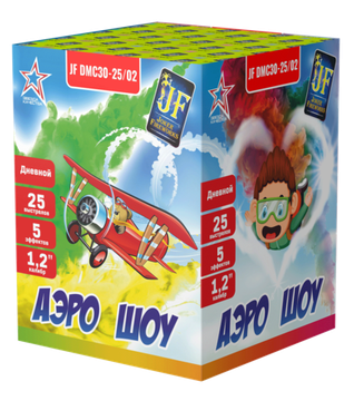 Дневная батарея салютов "Аэро шоу" (25/1,2) JF DMC30-25/02 (5 цветов)