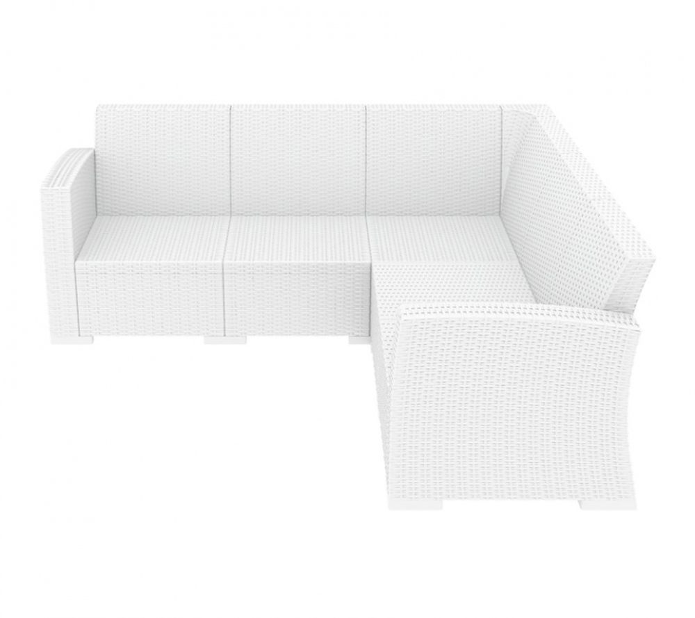 Диван пластиковый плетеный угловой с подушками Siesta Contract Monaco Lounge Corner, белый