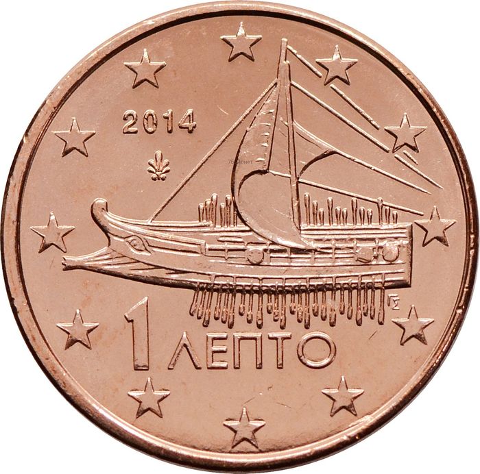 1 евроцент 2014 Греция (1 euro cent)