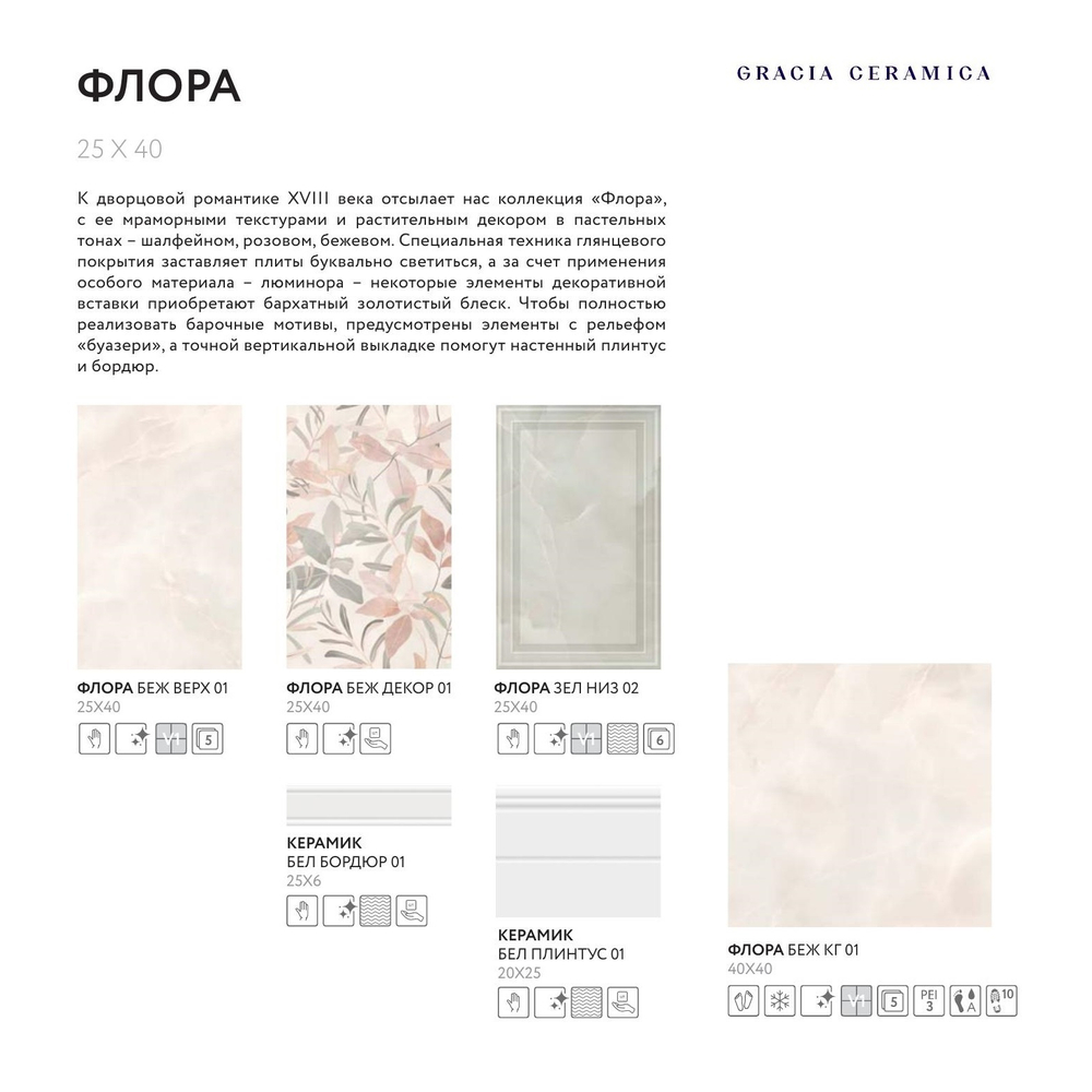 Флора беж декор 01 250х400 (1-й сорт)