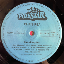 Винтажная виниловая пластинка LP Chris Rea Herzklopfen (Germnay 1986)