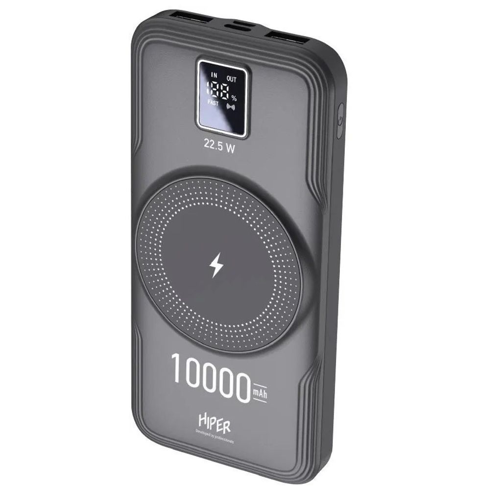 Hiper AIR 10000 Мобильный аккумулятор 10000mAh QC PD 3A беспров.зар. черный (AIR 10000 BLACK)