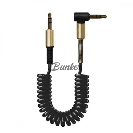 Кабель AUX(3.5x3.5)4-pin золото металл пружинный штекер, 1,8м витой белыйнейлон