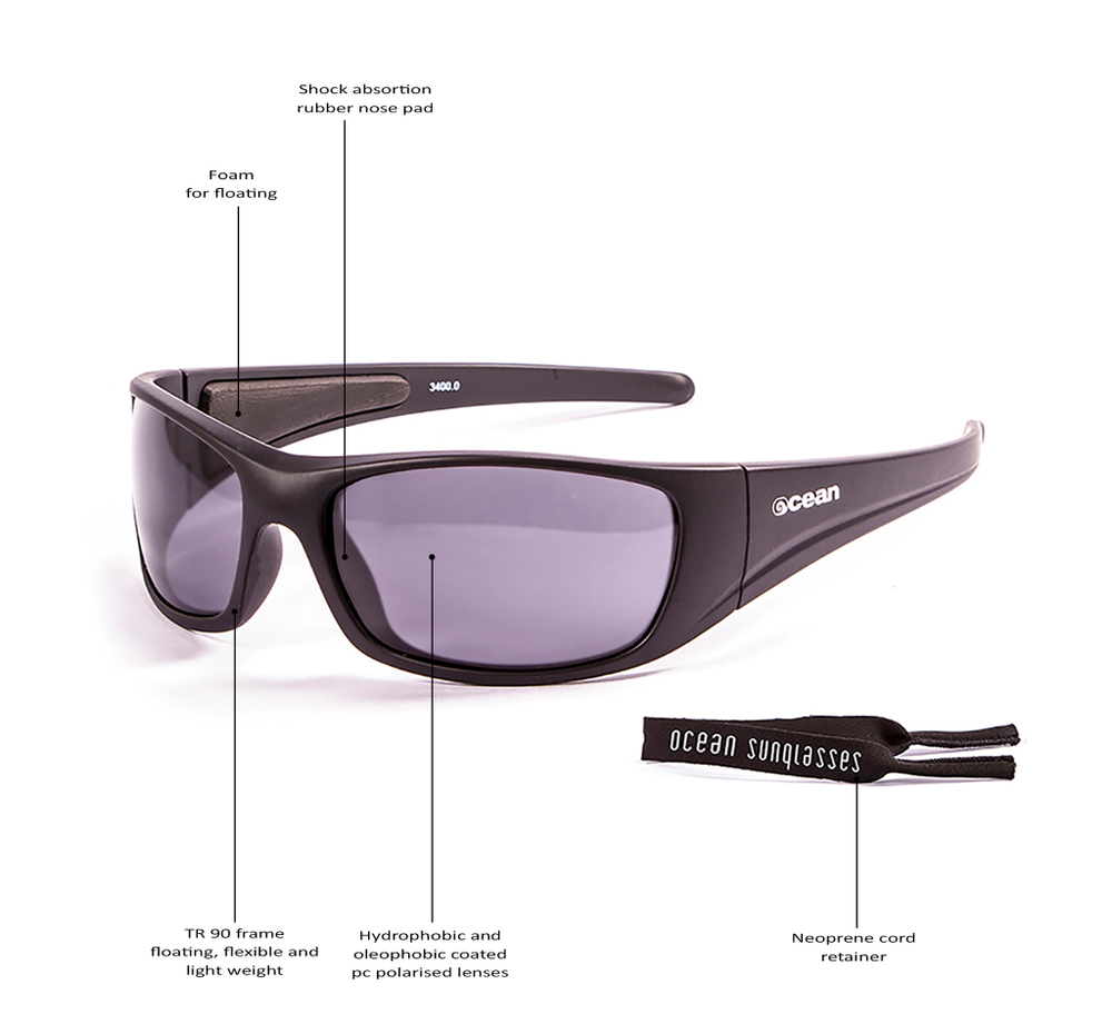 Спортивные очки OCEAN Bermuda Matt Black / Revo Blue Polarized lenses