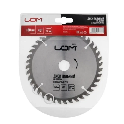 Диск пильный по дереву LOM, стандартный рез, 150 х 22 мм, 40 зубьев