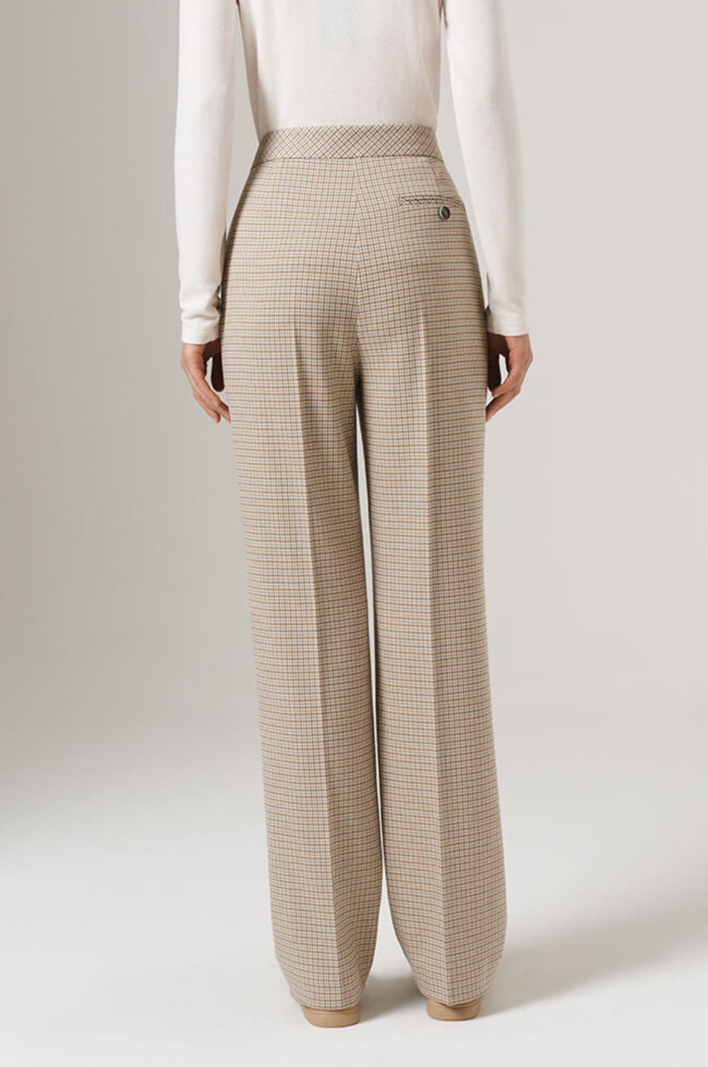 31091 Брюки женские (бежево-оливковый клетка)