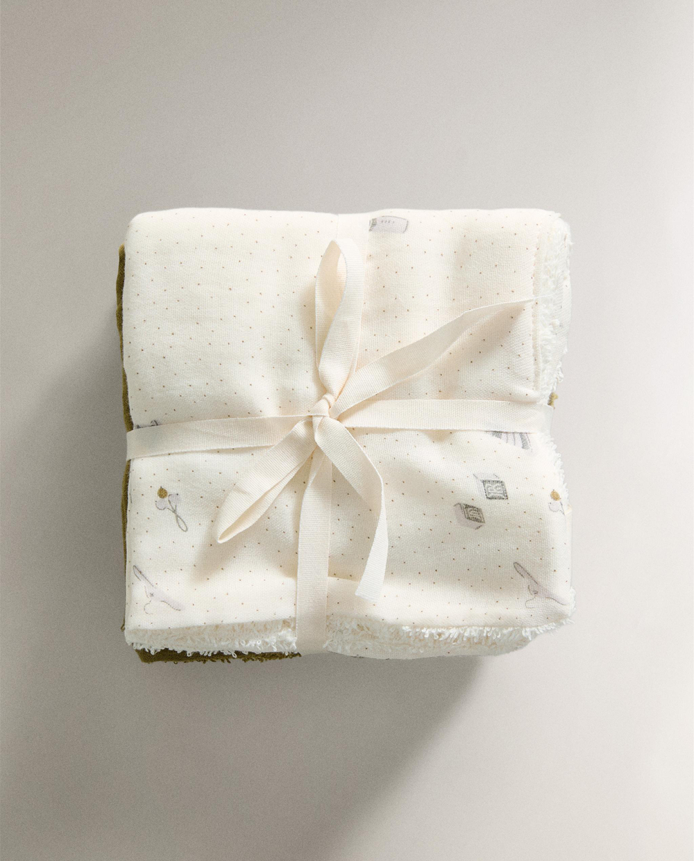 Zara Home Полотенце для лица и рук из хлопка, экрю, 30x30 см (3 шт.) · 4601/724