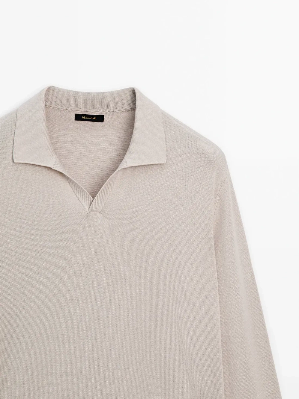 Massimo Dutti Свитер с воротником поло, бежево-розовый