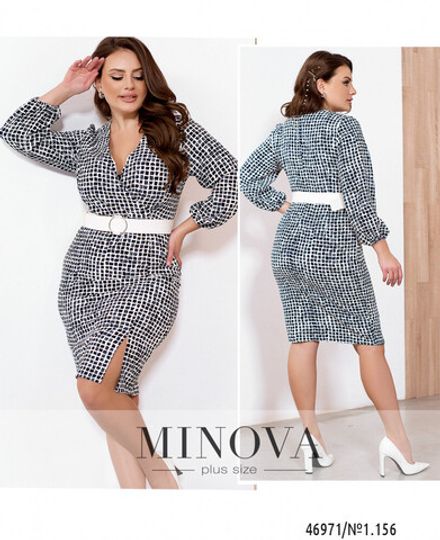 Платье 156-1-синий-белый Minova Фото 1
