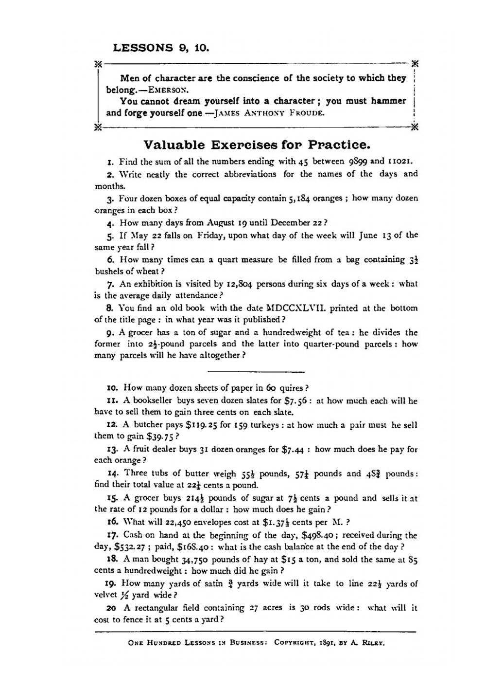 One hundred lessons in business | Eaton Seymour