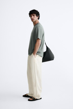 ZARA ФУТБОЛКА ИЗ РЕЛЬЕФНОЙ ТКАНИ, МЯГКИЙ ЗЕЛЕНЫЙ