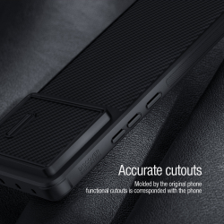 Чехол от Nillkin для смартфона Xiaomi 13 Pro, серия Synthetic Fiber S (покрытие синтетический карбон), полуавтоматическая конструкция сдвижной крышки