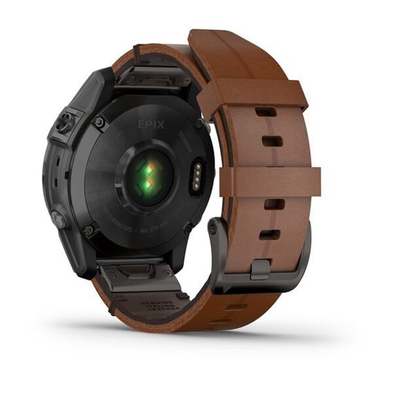 Garmin EPIX (Gen 2) Sapphire титановый черный с коричневым кожаным ремешком