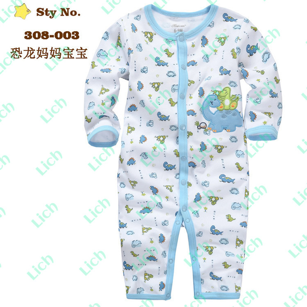 Комбинезон детский на кнопках с принтами животных