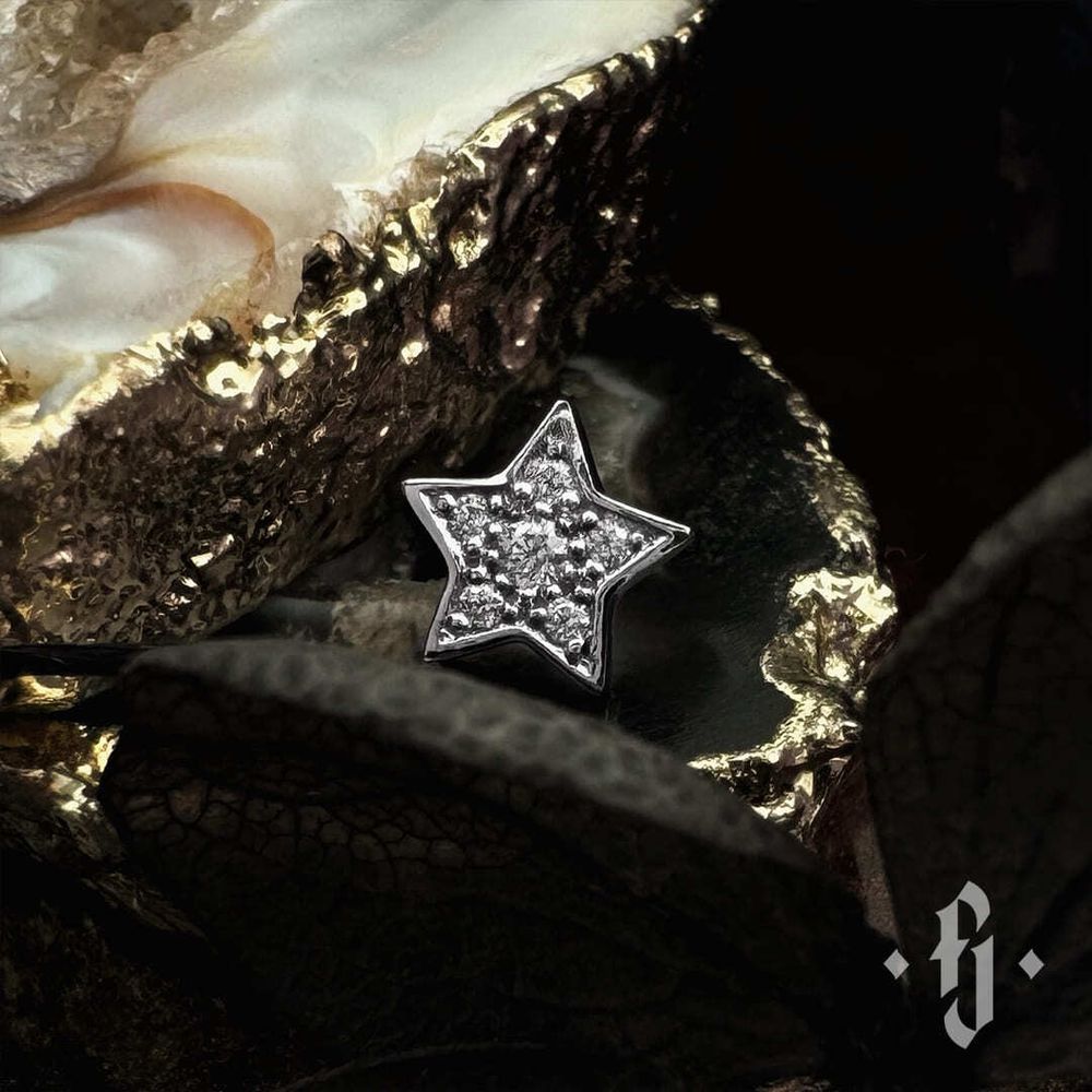 Накрутка "Shine Star" - Белое золото - White CZ