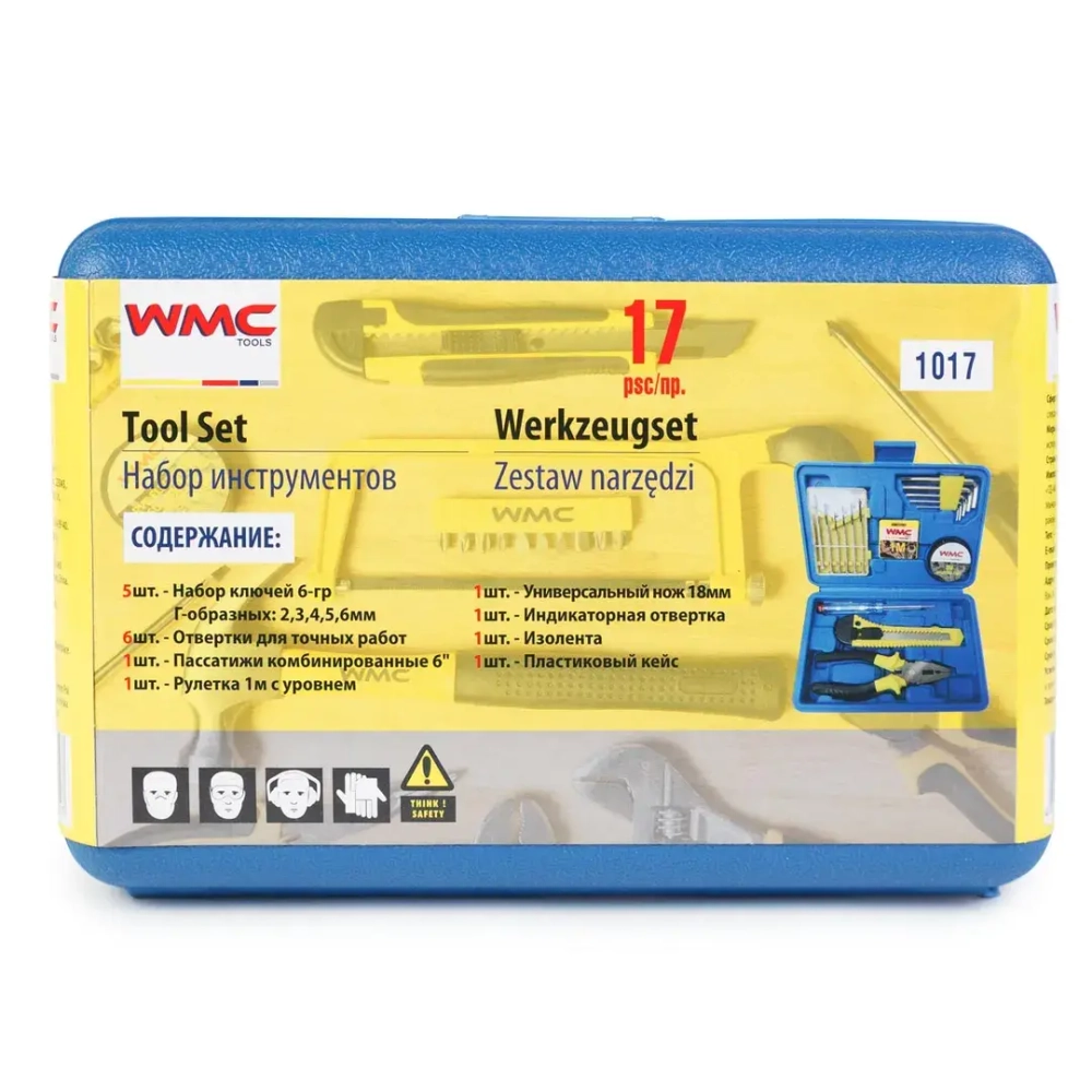 Набор шарнирно-губцевого инструмента и отверток 17пр., в кейсе WMC TOOLS WMC-1017
