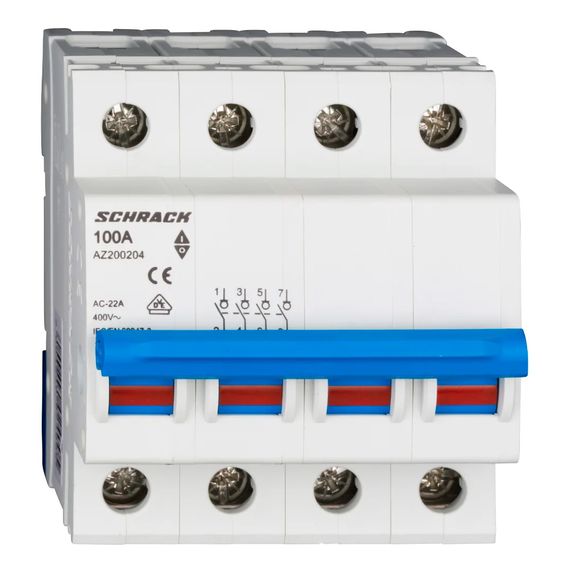 Рубильник (выключатель нагрузки) модульный 4P 100A Schrack Technik AZ200204--