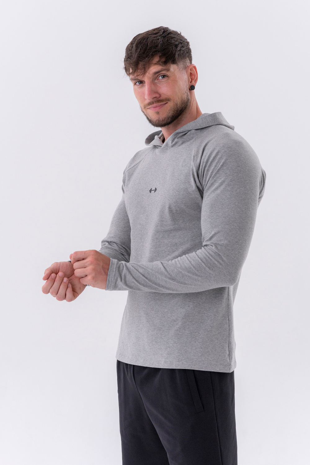 Мужской лонгслив Nebbia Long-Sleeve T-shirt with a hoodie 330 Grey