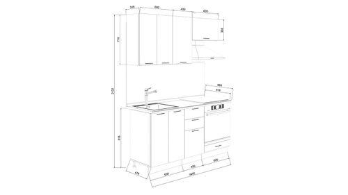 Кухонный гарнитур «Габриэлла» длиной 160 см со шкафом НБ