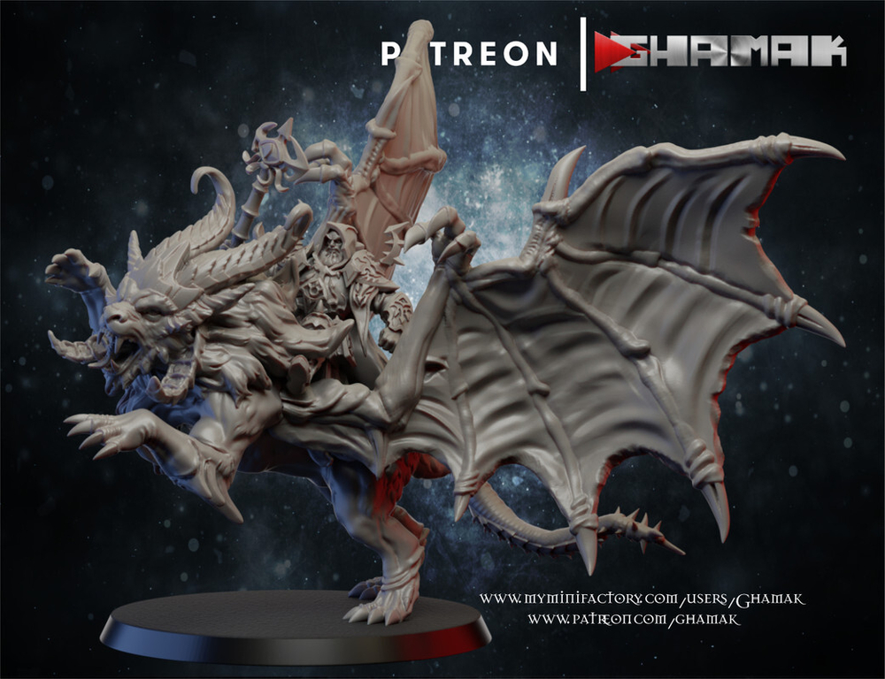 Grand Alliance Chaos Creatures of Chaos Everchosen and Slaves to Darkness Колдун Хаоса на мантикоре миниатюра для dnd, днд, pathfinder, фентези, Настольная игра, НРИ, Варгейм, РПГ